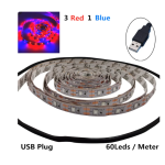 Світлодіодна LED стрічка для вирощування рослин, повний спектр, USB, 5V